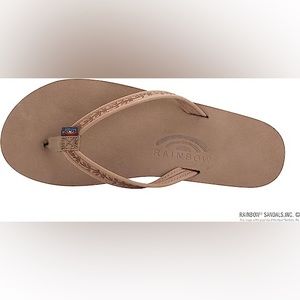 Rainbow sandals Las Flores dark brown embossed flower patterned
